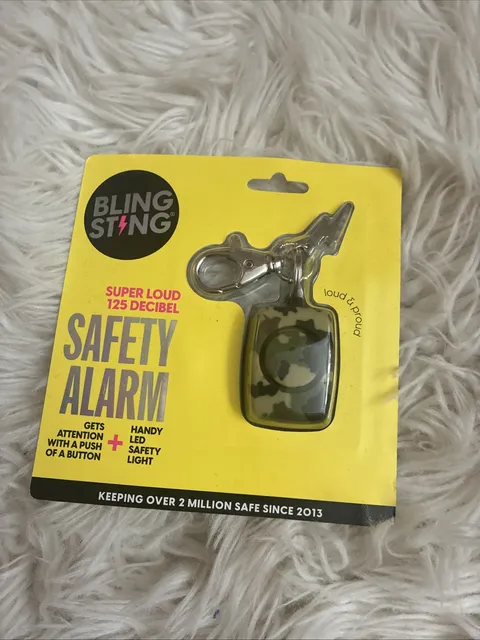 Bling Sting Safety Alarm Camo 125 Decibel Personal Alarm w/LED Light New