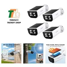 Security Cameras Wireless Outdoor Integrated Solar Panel, S1 4Pack