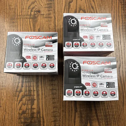 Lot Of 3 Foscam FI9831P Wireless IP Camera HD Plug Play 2-Way AudioBlack