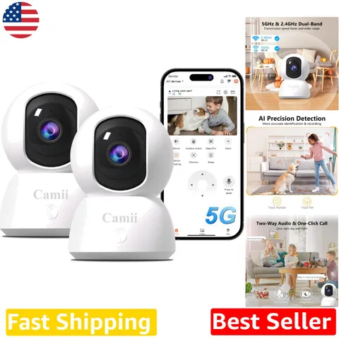 Indoor Security Camera 2K HD, 5G/2.4G WiFi, Pet/Baby Monitor, Auto-Tracking, 3MP