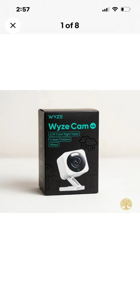 Wyze Cam v4 2.5K QHD Wired Indoor/Outdoor WiFi Smart Security Camera - White