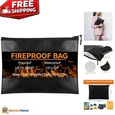 Durable Fireproof Document Bag 10"x13.5" - Ideal for Travel & Home Organization