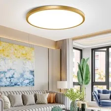12Inch Flush Mount Ceiling Light Fixture LED, 12 inch, Gold-5000K-1Pack