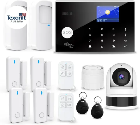 Wireless Home Alarm System, 13Pcs GSM SMS 2G Wifi Full Burglar Alarm System, Sir