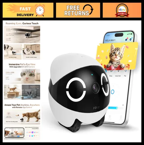 Mini Pet Camera Robot 2K - Mobile Home Companion, Two-Way Talk, Night Vision, Lo