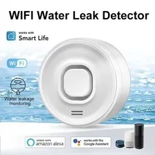 WiFi Water Leak Detector 100dB Alarm Smart Life Tuya Sensor 65mm/2.6in White