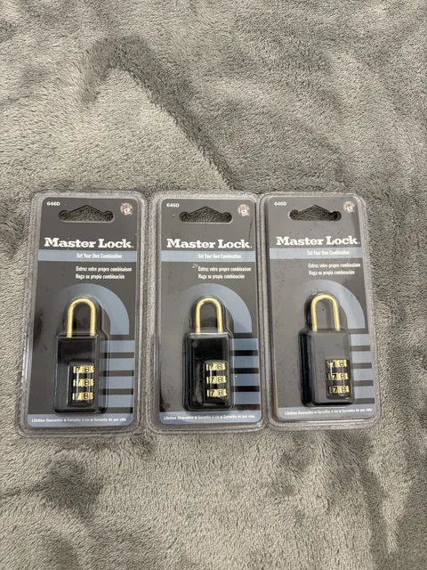 Master Lock 646D Set Your Own Combination Padlocks Lot of 3 Gold Black Vtg