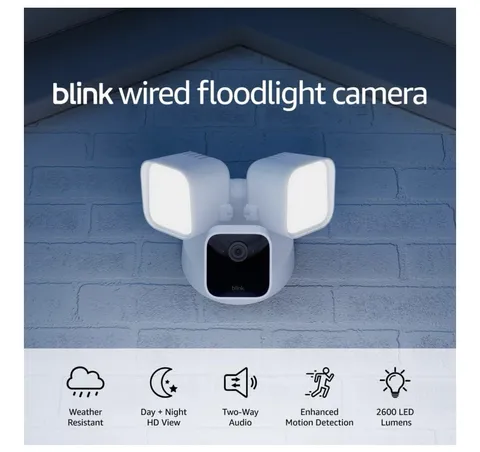 Blink Wired Floodlight Camera Led Smart Security Camera, 2600 Lumens , White .R7