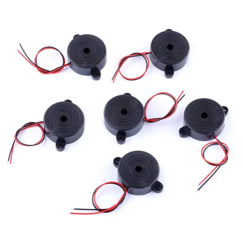 Cylewet 6Pcs 100dB Electronic Buzzer Alarm Sounder Continuous Sound Black