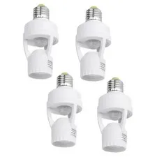 PIR Motion Sensor Light Socket Smart Screw in Light Bulb Outlet Compatible 4