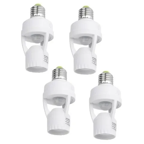 PIR Motion Sensor Light Socket Smart Screw in Light Bulb Outlet Compatible 4