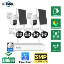 HISEEU CCTV Security Camera System,6PCS 3MP & 4MP Wifi Cameras,10CH NVR,500G HDD