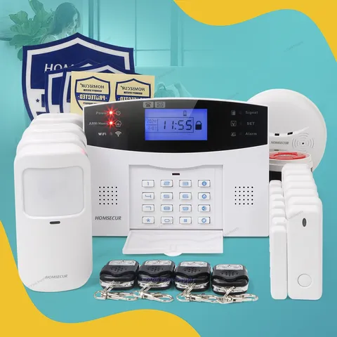 HOMSECUR Wireless &wired WIFI 4G GSM Burglar Alarm System with 4 Pet-Immune PIR