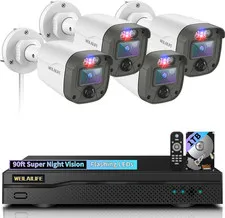 【90Ft Super Night Vision】 5MP Outdoor Wired Security Camera System, Home Video S