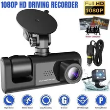 Car Dual Lens Dash Cam HD 1080P Video Recorder Front/Rear/Inside Camera G-sensor