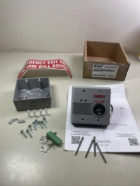 DETEX Hardwired Exit Alarm EAX-2500S GRAY W-CYL KA Open Box