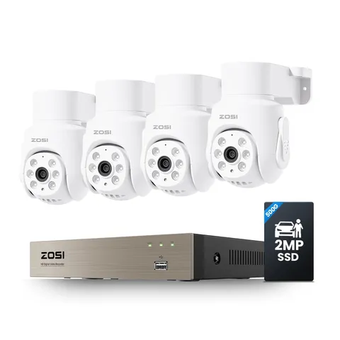 ZOSI 8CH 500GB 5MP DVR 4PCS PT Security 1080P Camera Outdoor System Night Vision
