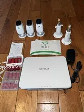 ARLO Netgear Base Station VMB3000 with 3 Arlo VMC3030 cameras and extras