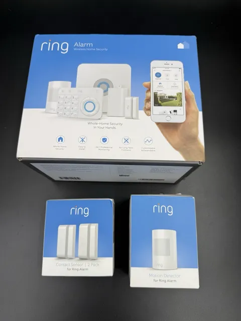 Ring 2nd Gen 4K11SZ-0EN0 Wireless Indoor Alarm Security Kit +Extras NEW OPEN BOX