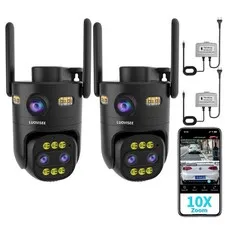 Indoor/Outdoor Cameras for Home Security 2Pack,2.4/5G WiFi Camera Wired,10x (...