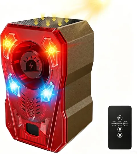 Upgraded Solar Motion Sensor Noise Maker with Adjustable Sound, Barking Dog Dete