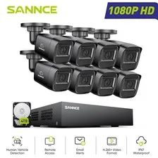 SANNCE 8CH 1080P Lite 5IN1 DVR 2MP Security Camera System AI Human Detection IR