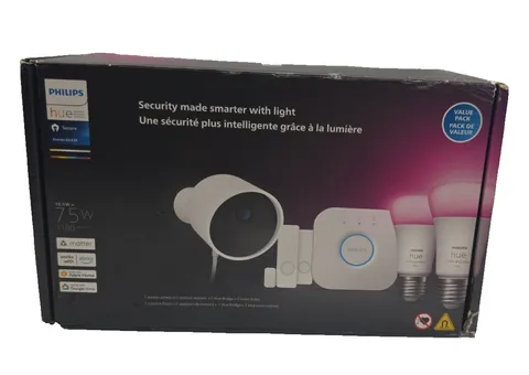 Philips Hue Secure Outdoor Indoor Smart Security Camera Sensors Bridge and Bulbs