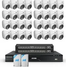 ZOSI 32CH C220 32pcs 4K PoE Security Camera System AI Detect H.265+  NVR 8TB