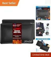 Protect Valuables with Fireproof Money Bags - 6400℉ Safe & Stylish Storage, 2pcs