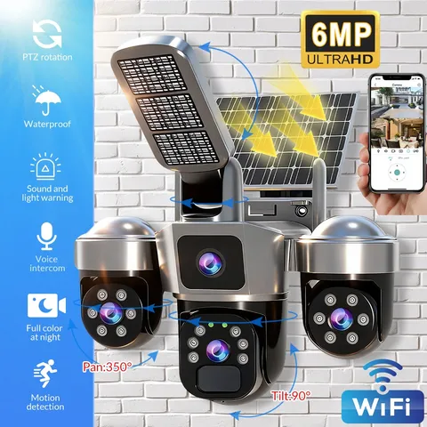 Wireless Solar Battery Powered WiFi Home Security Camera System Pan/Tilt Outdoor