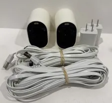 LOT of 2- Arlo VMC2030 Essential Spotlight Security Camera w/Charging Power Cord