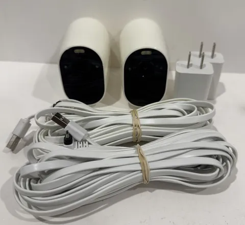 LOT of 2- Arlo VMC2030 Essential Spotlight Security Camera w/Charging Power Cord