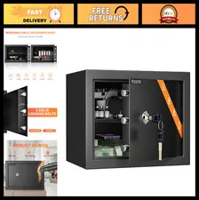 Secure Key Lock Box Safe for Cash, Jewelry & Documents | 1.2 Cu Ft Steel Safe fo