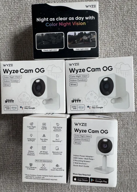 Wyze Cam OG Wired Indoor/Outdoor Wi-Fi Security Camera 1080p Color Night Vision