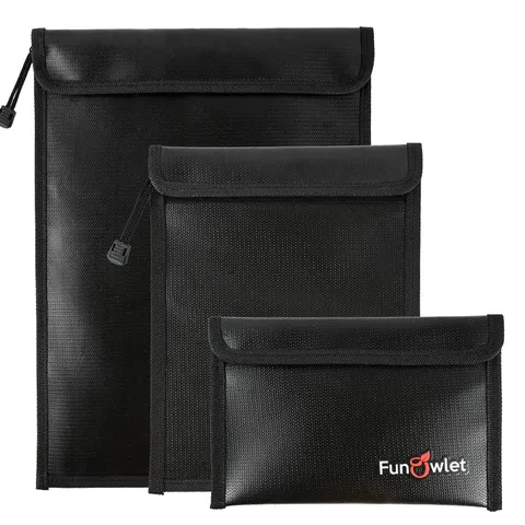 3 Pack Fireproof Waterproof Document Bag Safe Pouch Organizer For Money And P...