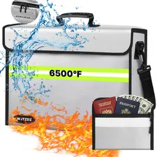 Wjtzdz Large Fireproof Money Bags Lock-6500F Fireproof Document Box10 Layers