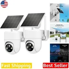 Wireless 2K Outdoor Cameras Solar Powered PTZ 360° View  Weatherproof