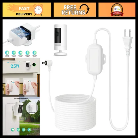 Outdoor Power Adapter for Stick Up Cam - 25ft Weather Resistant Charging Cable