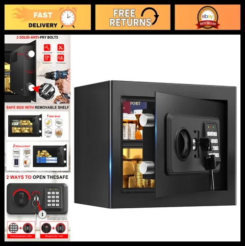Fireproof Waterproof Safe Box for Home - Digital Security, Combination Lock, Rem