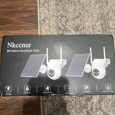 Nkccnur Wireless Outdoor Security Cameras 2-Pack Solar Wi-Fi AI 2-Way White