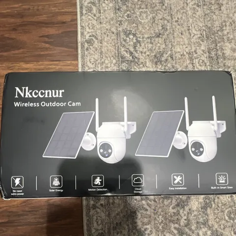 Nkccnur Wireless Outdoor Security Cameras 2-Pack Solar Wi-Fi AI 2-Way White