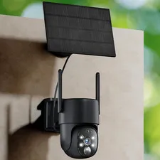 4G LTE Outdoor Security Camera, 2K PTZ Solar Powered Surveillance Cam with SIM C