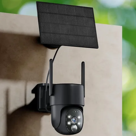 4G LTE Outdoor Security Camera, 2K PTZ Solar Powered Surveillance Cam with SIM C