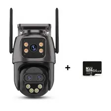 Security Camera Outdoor WiFi PTZ Dual Lens Night Vision +64GB SD Card