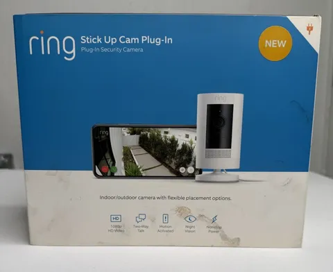 Ring Stick Up Cam Plug-In Security Camera 1080p HD Indoor/Outdoor White New