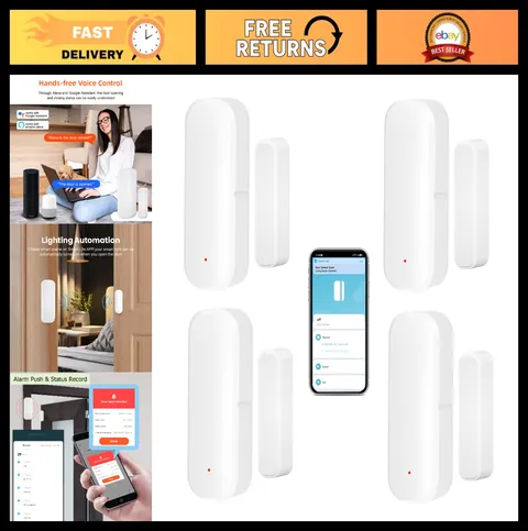 Wireless WiFi Door & Window Sensor - Smart Home Security, App Alerts, No Hub, 4-
