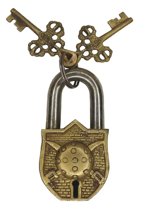 sword and shield Shape Door Lock Antique Vintage Style Handmade Brass Padlock