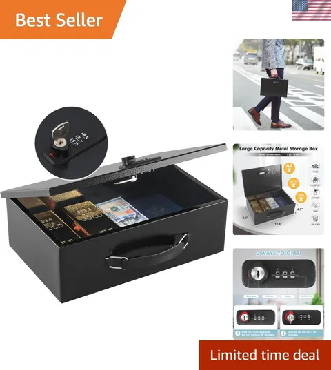 Ultimate Protection: Fireproof Lock Box with Key & Combination Security Features