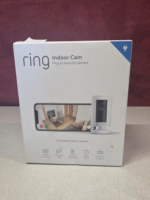 Ring Indoor Cam Compact Plug-In HD Security Camera with two-way talk - White New