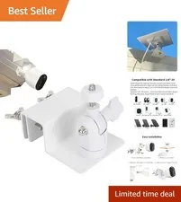 Tonton White Gutter Mount: Solar Panel & Security Camera Bracket for Ring, Ar...